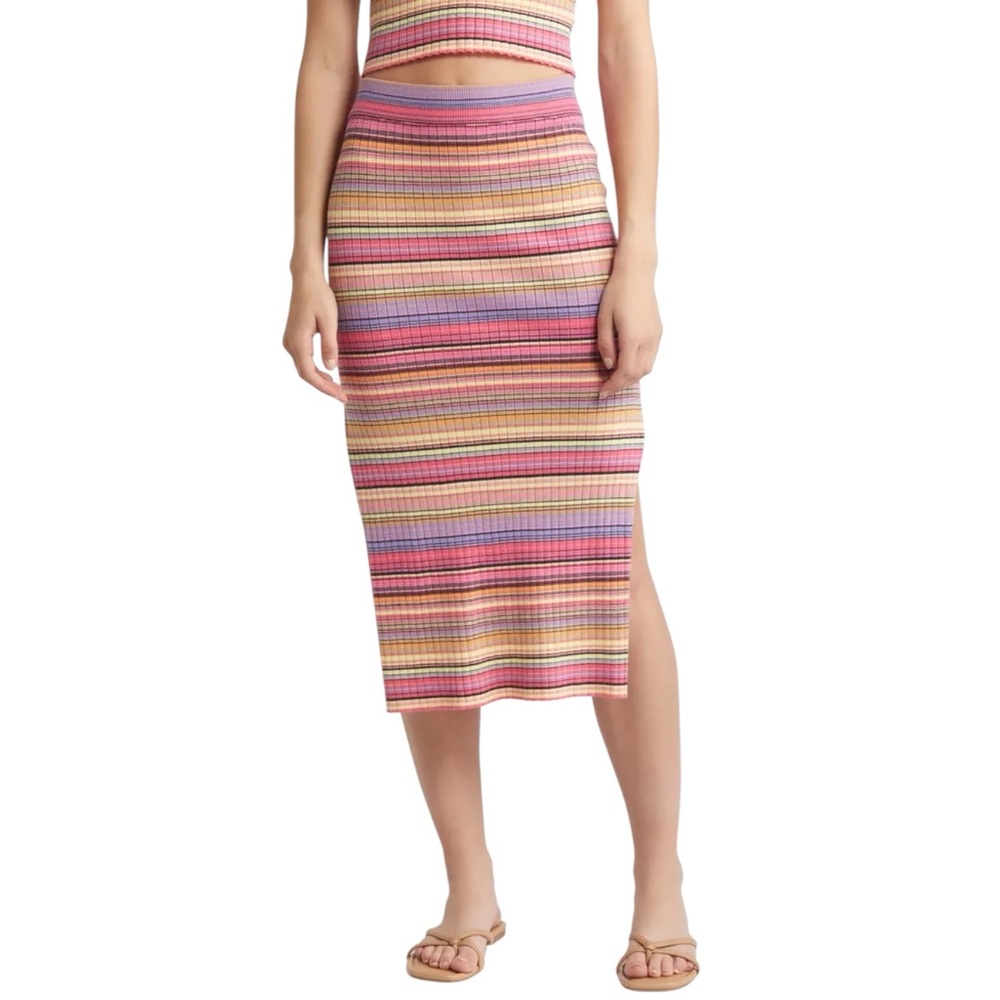 Rip Curl‎ Palapa Ribbed Colorful Stripe Midi Skirt